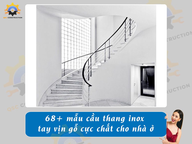 Báo giá 68+ mẫu cầu thang inox tay vịn gỗ cực chất cho nhà ở
