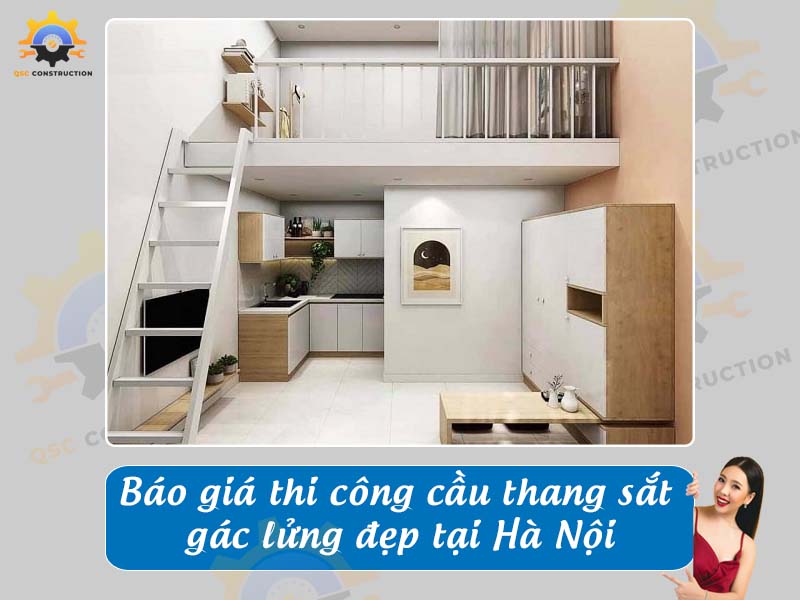 Báo giá thi công cầu thang sắt gác lửng đẹp tại Hà Nội