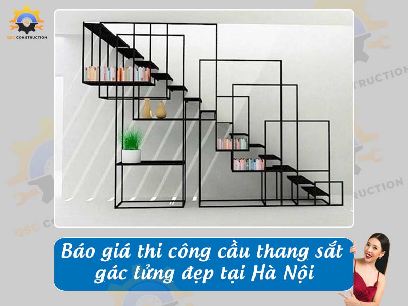 Báo giá thi công cầu thang sắt gác lửng đẹp tại Hà Nội