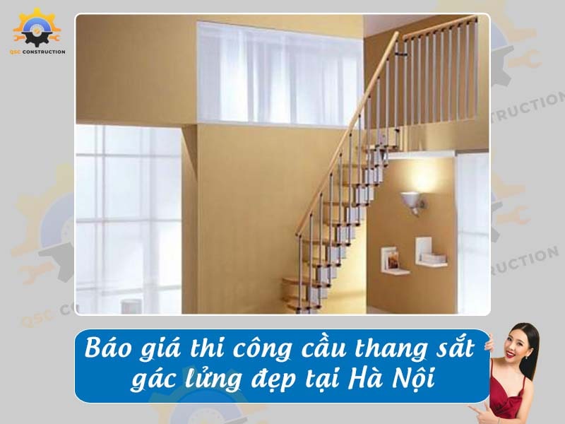 Báo giá thi công cầu thang sắt gác lửng đẹp tại Hà Nội