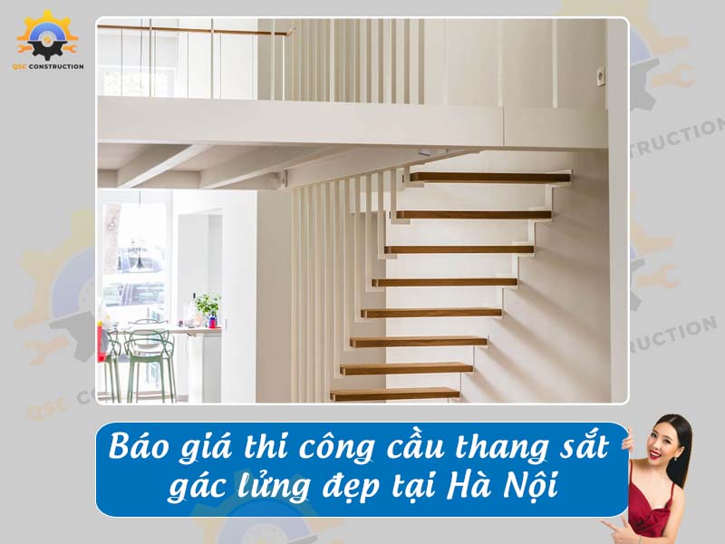 Báo giá thi công cầu thang sắt gác lửng đẹp tại Hà Nội
