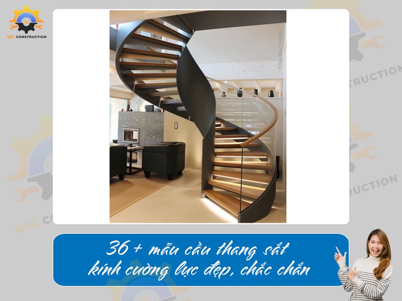 Báo giá 36+ mẫu cầu thang sắt kính cường lực đẹp, chắc chắn
