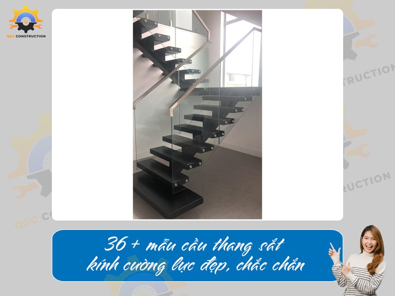 Báo giá 36+ mẫu cầu thang sắt kính cường lực đẹp, chắc chắn