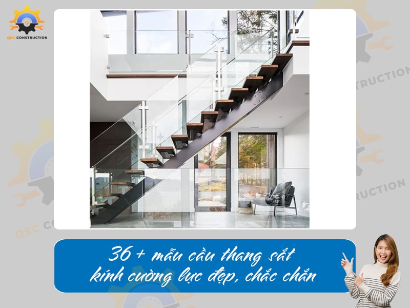 Báo giá 36+ mẫu cầu thang sắt kính cường lực đẹp, chắc chắn