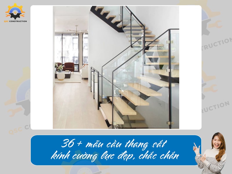 Báo giá 36+ mẫu cầu thang sắt kính cường lực đẹp, chắc chắn