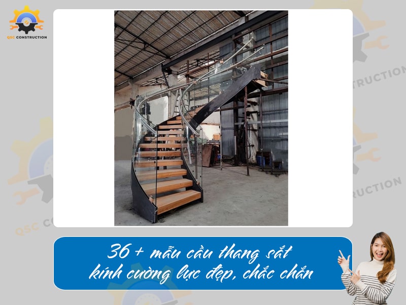Báo giá 36+ mẫu cầu thang sắt kính cường lực đẹp, chắc chắn