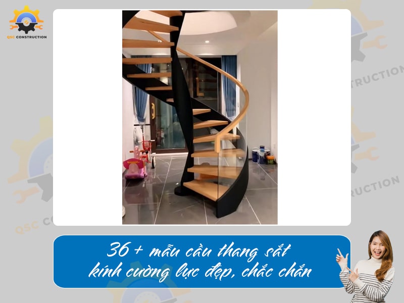 Báo giá 36+ mẫu cầu thang sắt kính cường lực đẹp, chắc chắn