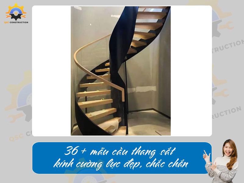 Báo giá 36+ mẫu cầu thang sắt kính cường lực đẹp, chắc chắn