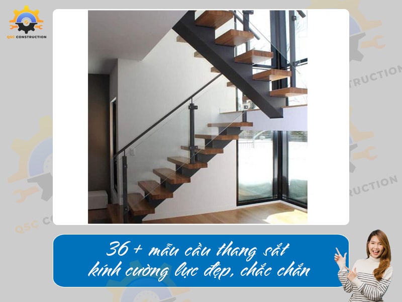Báo giá 36+ mẫu cầu thang sắt kính cường lực đẹp, chắc chắn
