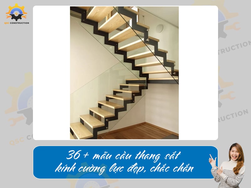 Báo giá 36+ mẫu cầu thang sắt kính cường lực đẹp, chắc chắn