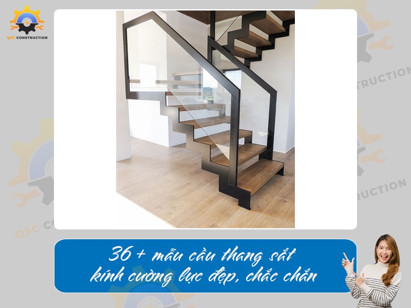Báo giá 36+ mẫu cầu thang sắt kính cường lực đẹp, chắc chắn