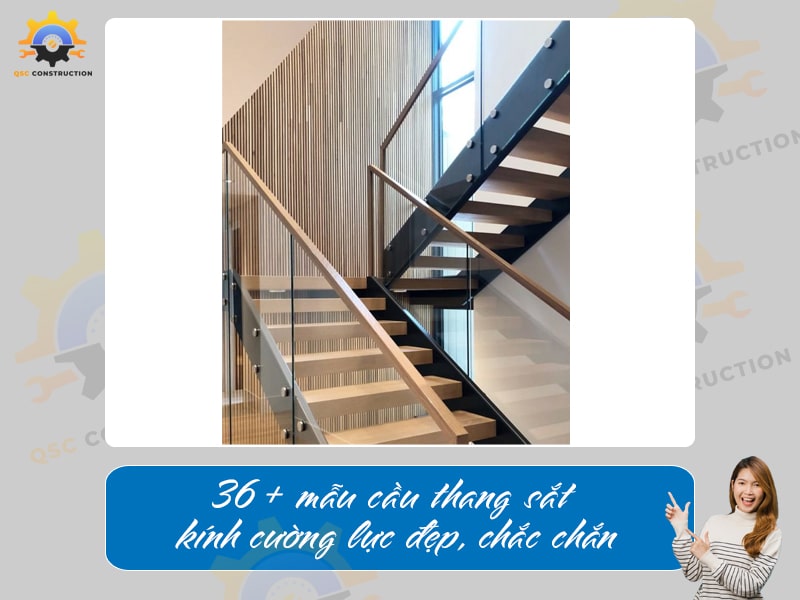 Báo giá 36+ mẫu cầu thang sắt kính cường lực đẹp, chắc chắn