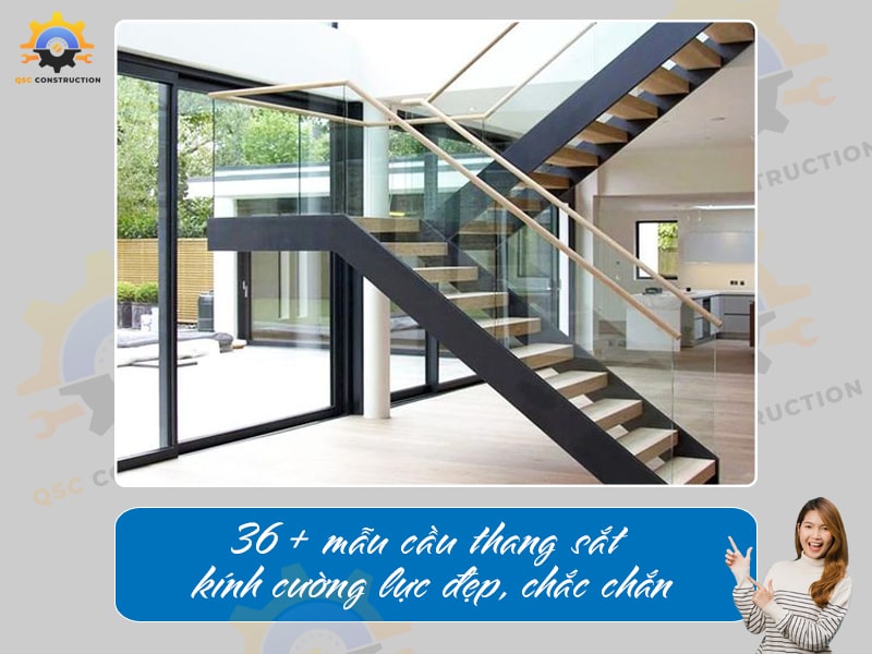 Báo giá 36+ mẫu cầu thang sắt kính cường lực đẹp, chắc chắn