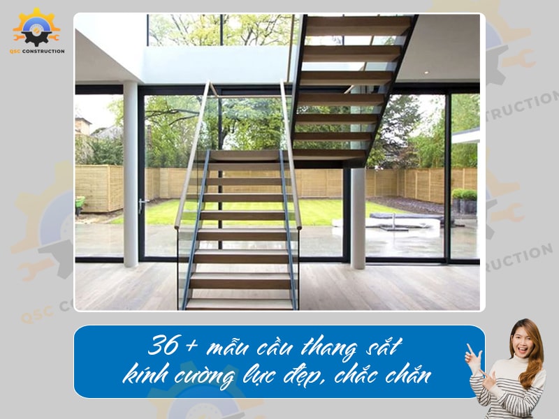 Báo giá 36+ mẫu cầu thang sắt kính cường lực đẹp, chắc chắn
