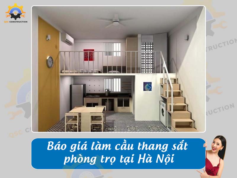 Báo giá làm cầu thang sắt phòng trọ tại Hà Nội