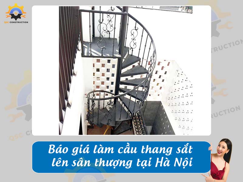 Báo giá chi phí làm cầu thang sắt sân thượng tại Hà Nội