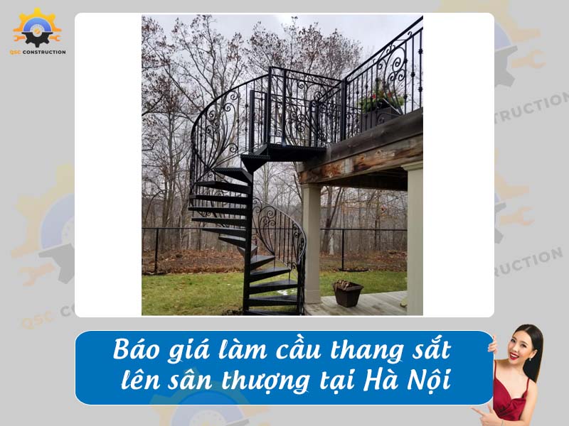 Báo giá chi phí làm cầu thang sắt sân thượng tại Hà Nội