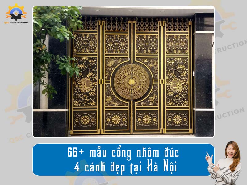Báo giá 66+ mẫu cổng nhôm đúc 4 cánh đẹp tại Hà Nội