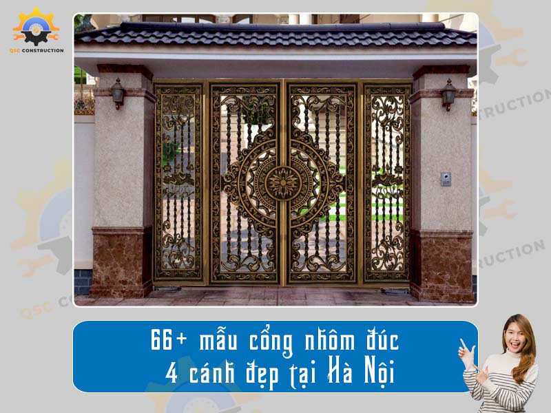 Báo giá 66+ mẫu cổng nhôm đúc 4 cánh đẹp tại Hà Nội