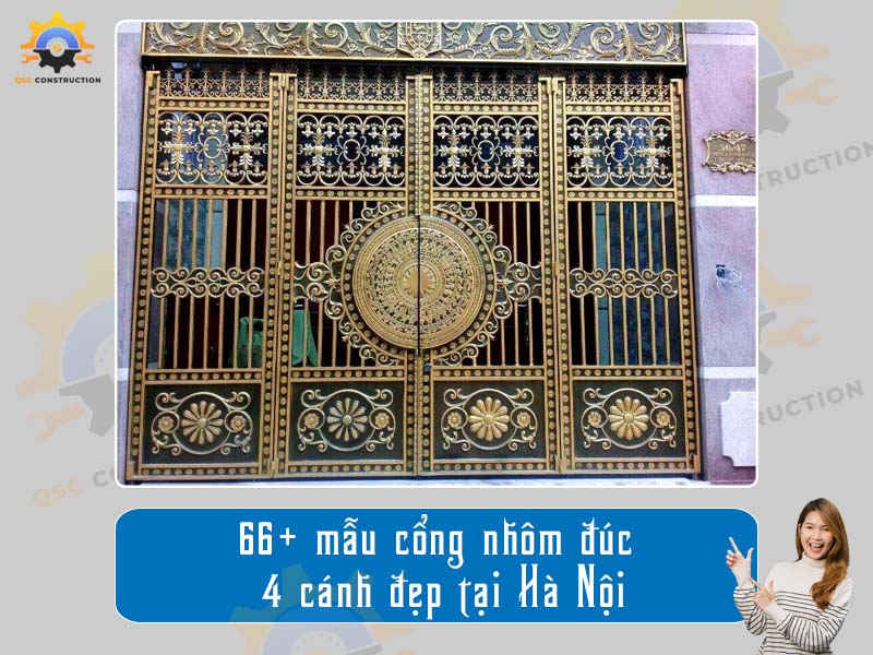 Báo giá 66+ mẫu cổng nhôm đúc 4 cánh đẹp tại Hà Nội