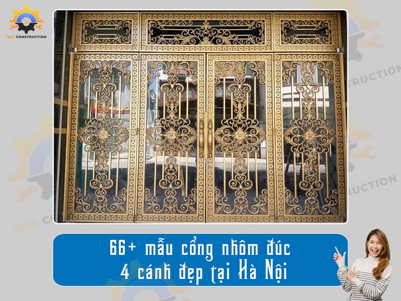 Báo giá 66+ mẫu cổng nhôm đúc 4 cánh đẹp tại Hà Nội