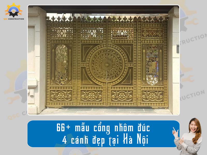 Báo giá 66+ mẫu cổng nhôm đúc 4 cánh đẹp tại Hà Nội