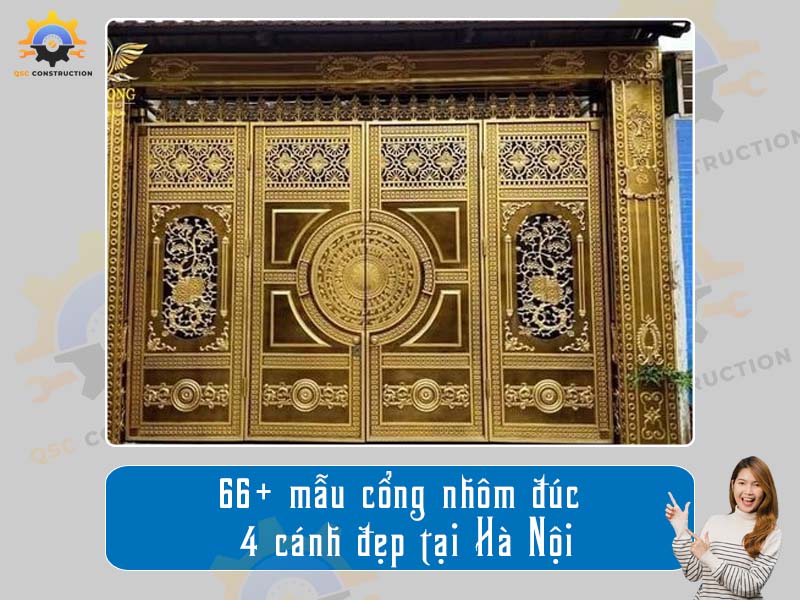 Báo giá 66+ mẫu cổng nhôm đúc 4 cánh đẹp tại Hà Nội