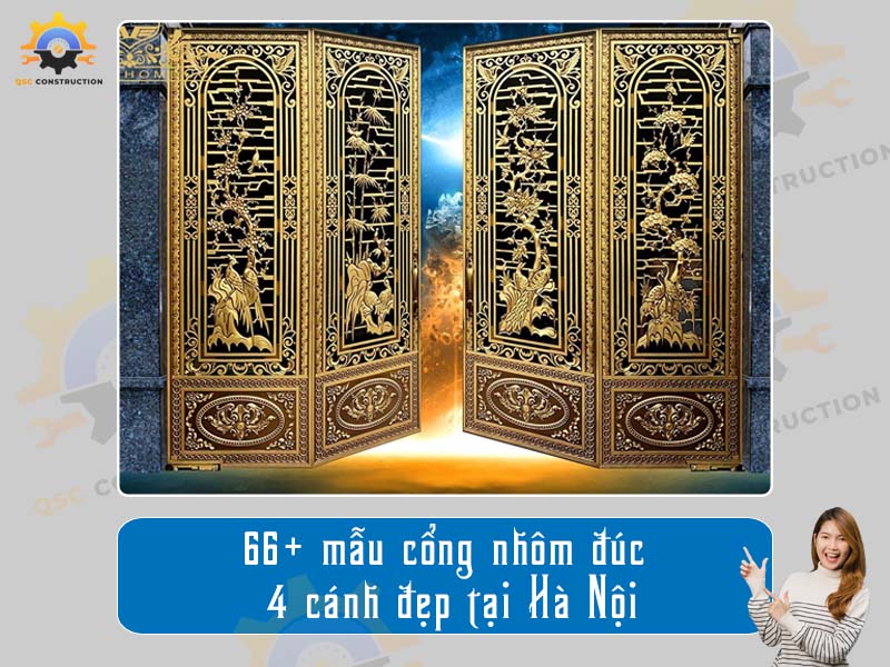 Báo giá 66+ mẫu cổng nhôm đúc 4 cánh đẹp tại Hà Nội