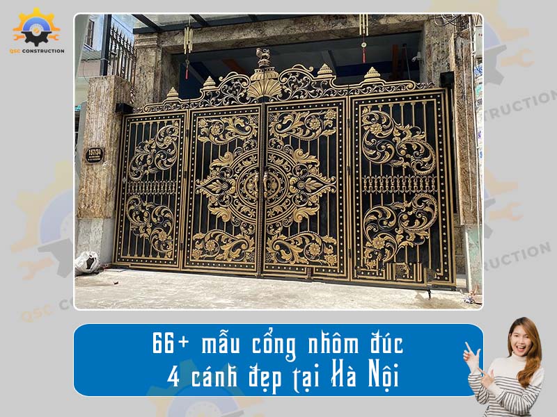 Báo giá 66+ mẫu cổng nhôm đúc 4 cánh đẹp tại Hà Nội