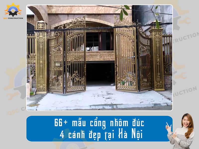 Báo giá 66+ mẫu cổng nhôm đúc 4 cánh đẹp tại Hà Nội