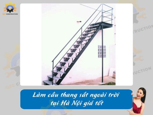 Làm cầu thang sắt ngoài trời tại Hà Nội giá tốt