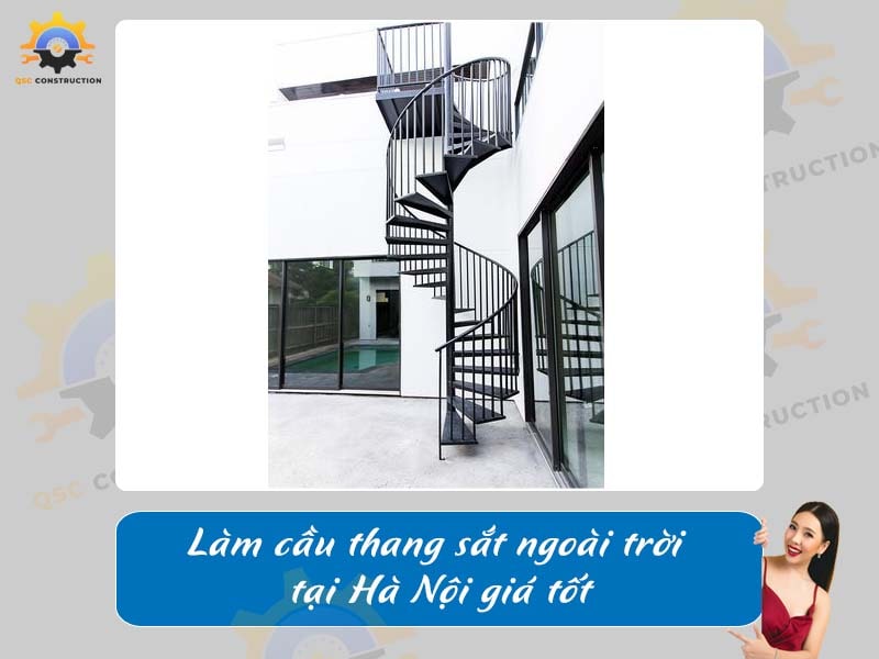 Làm cầu thang sắt ngoài trời tại Hà Nội giá tốt