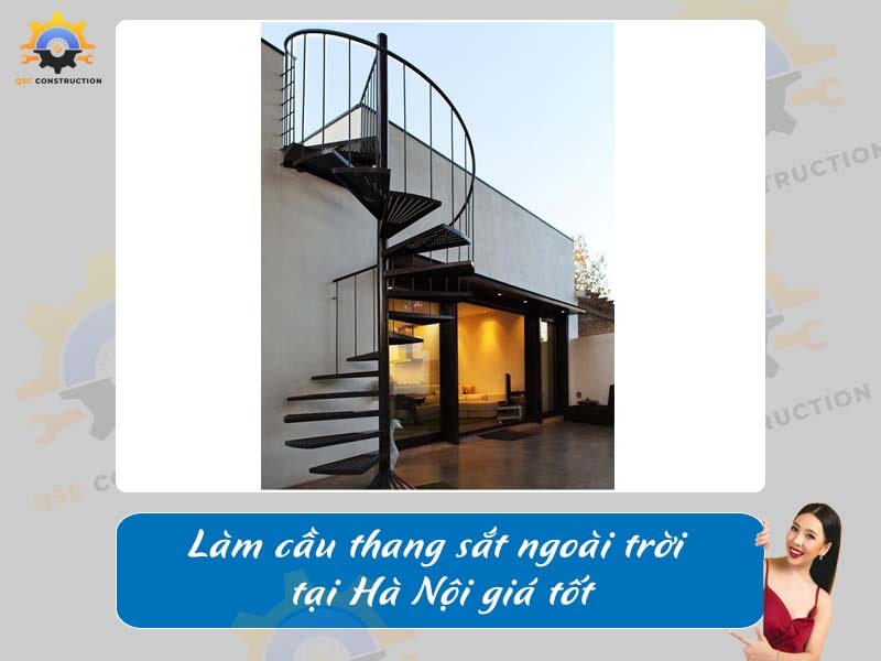 Làm cầu thang sắt ngoài trời tại Hà Nội giá tốt