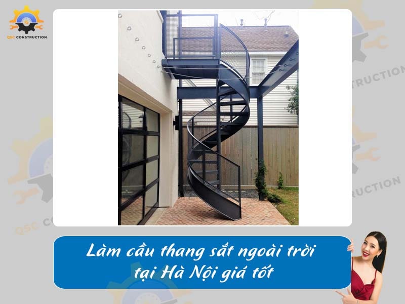 Làm cầu thang sắt ngoài trời tại Hà Nội giá tốt