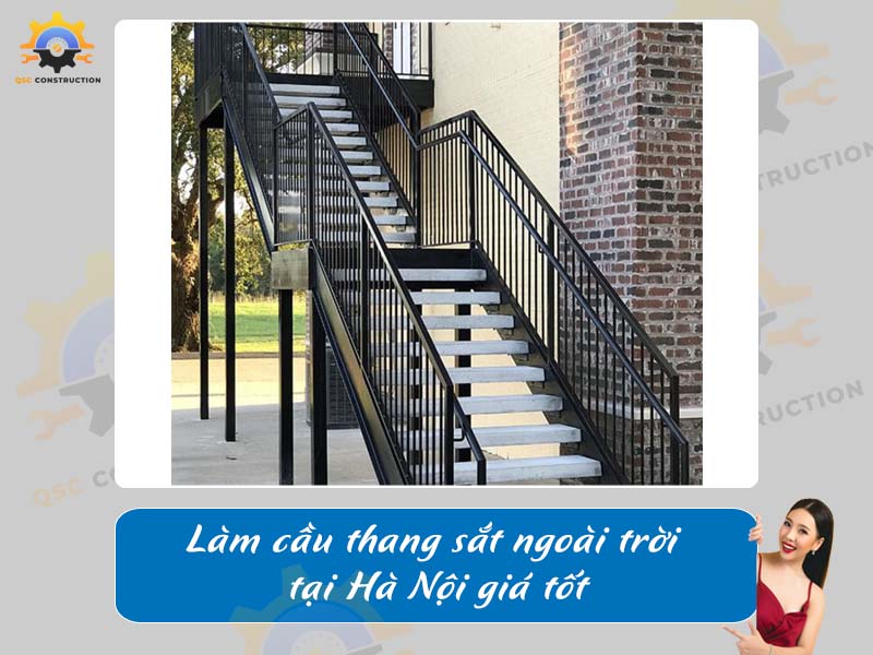 Làm cầu thang sắt ngoài trời tại Hà Nội giá tốt