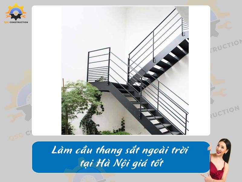 Làm cầu thang sắt ngoài trời tại Hà Nội giá tốt