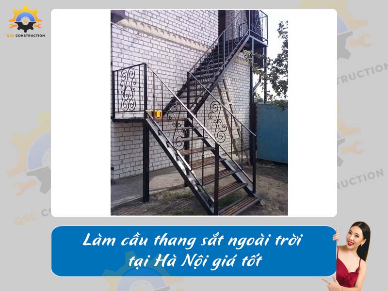 Làm cầu thang sắt ngoài trời tại Hà Nội giá tốt