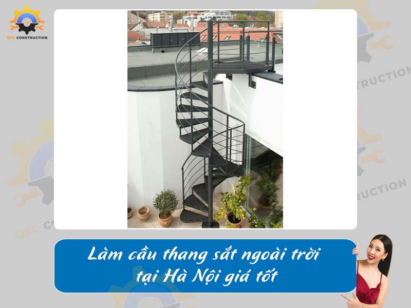 Làm cầu thang sắt ngoài trời tại Hà Nội giá tốt