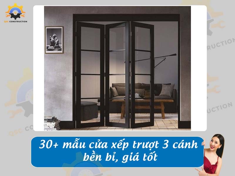 Báo giá 30+ mẫu cửa xếp trượt 3 cánh bền bỉ, giá tốt