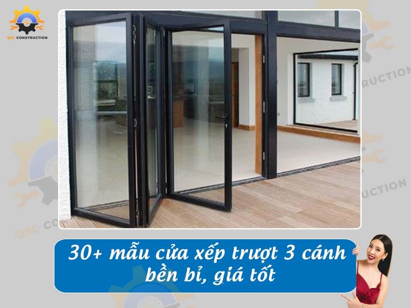 Báo giá 30+ mẫu cửa xếp trượt 3 cánh bền bỉ, giá tốt