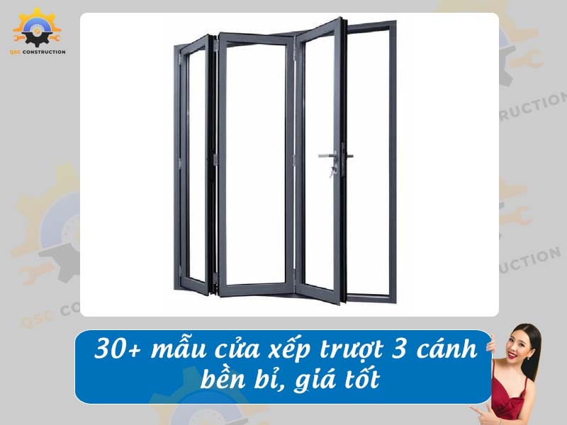 Báo giá 30+ mẫu cửa xếp trượt 3 cánh bền bỉ, giá tốt