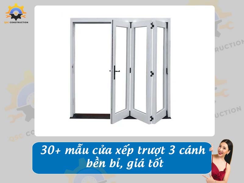 Báo giá 30+ mẫu cửa xếp trượt 3 cánh bền bỉ, giá tốt