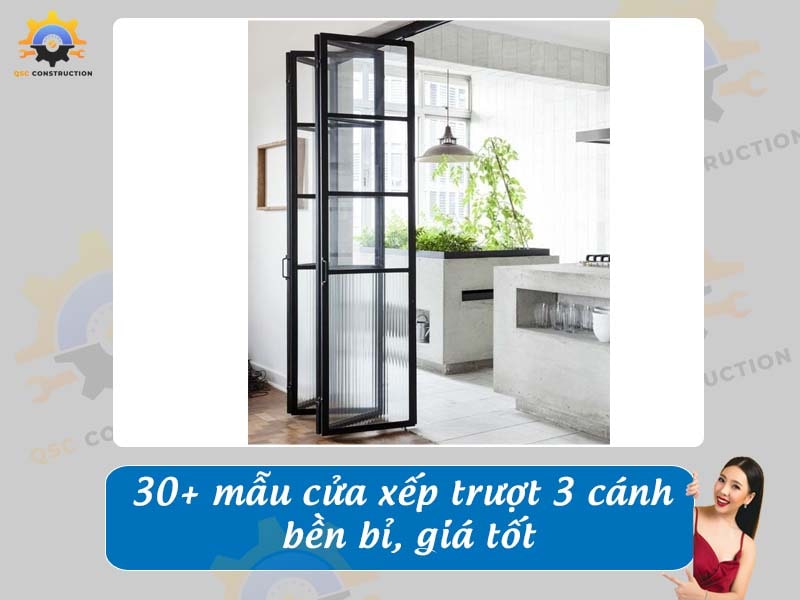 Báo giá 30+ mẫu cửa xếp trượt 3 cánh bền bỉ, giá tốt
