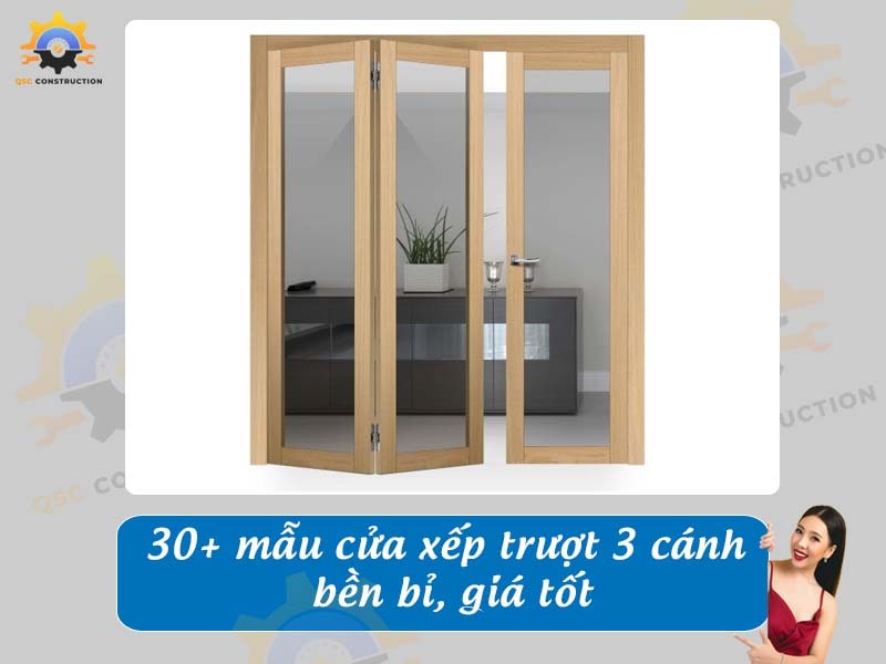 Báo giá 30+ mẫu cửa xếp trượt 3 cánh bền bỉ, giá tốt