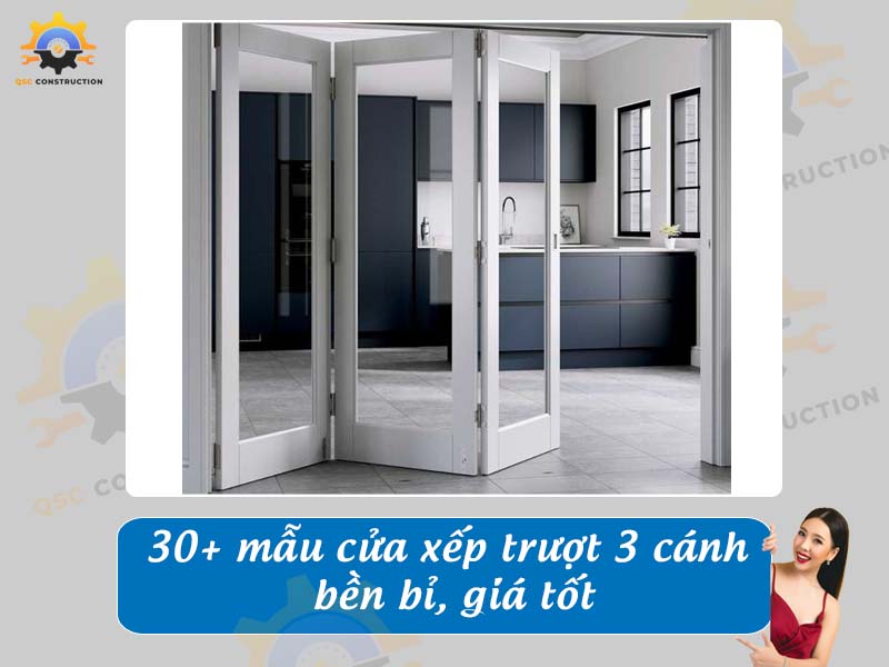 Báo giá 30+ mẫu cửa xếp trượt 3 cánh bền bỉ, giá tốt