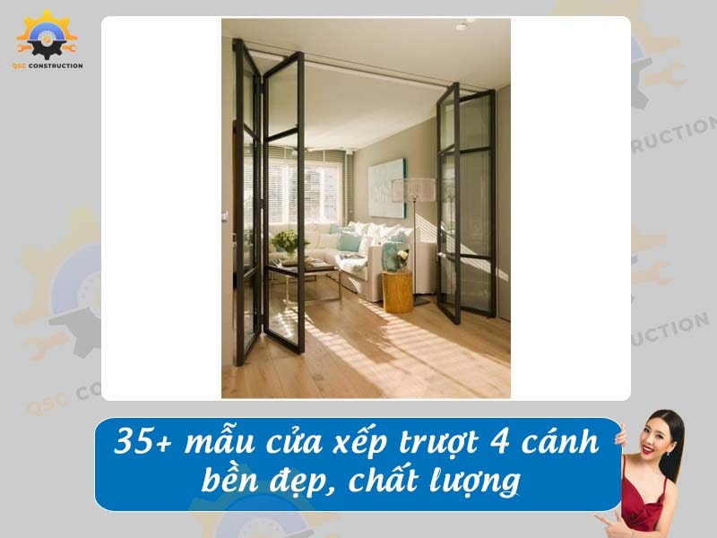 Báo giá 35+ mẫu cửa xếp trượt 4 cánh chất lượng tại Hà Nội