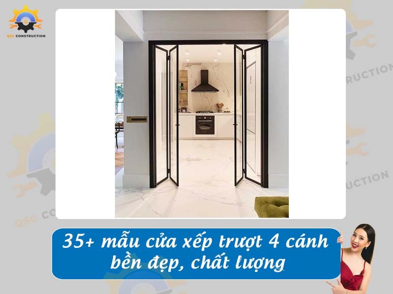 Báo giá 35+ mẫu cửa xếp trượt 4 cánh chất lượng tại Hà Nội