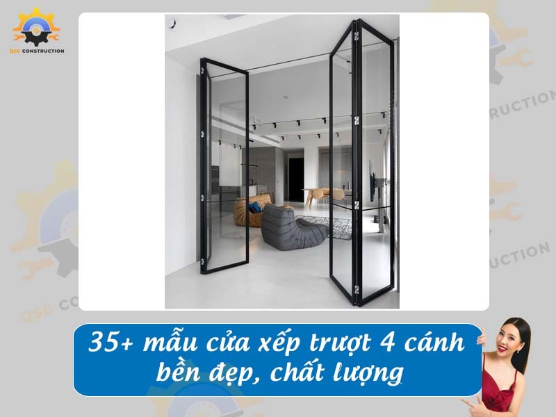 Báo giá 35+ mẫu cửa xếp trượt 4 cánh chất lượng tại Hà Nội