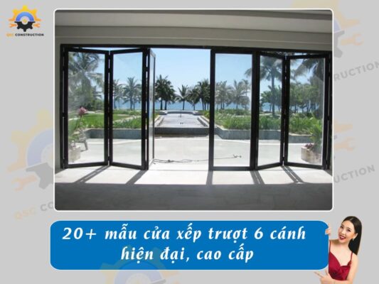Báo giá 20+ mẫu cửa xếp trượt 6 cánh hiện đại, cao cấp