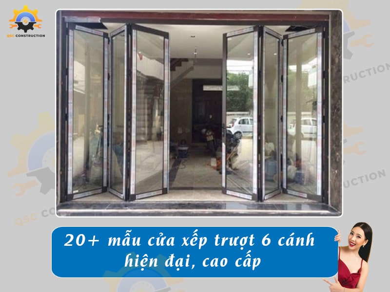Báo giá 20+ mẫu cửa xếp trượt 6 cánh hiện đại, cao cấp